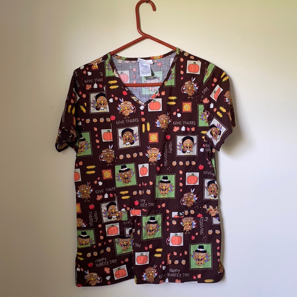 Thanksgiving scrub top - give thanks